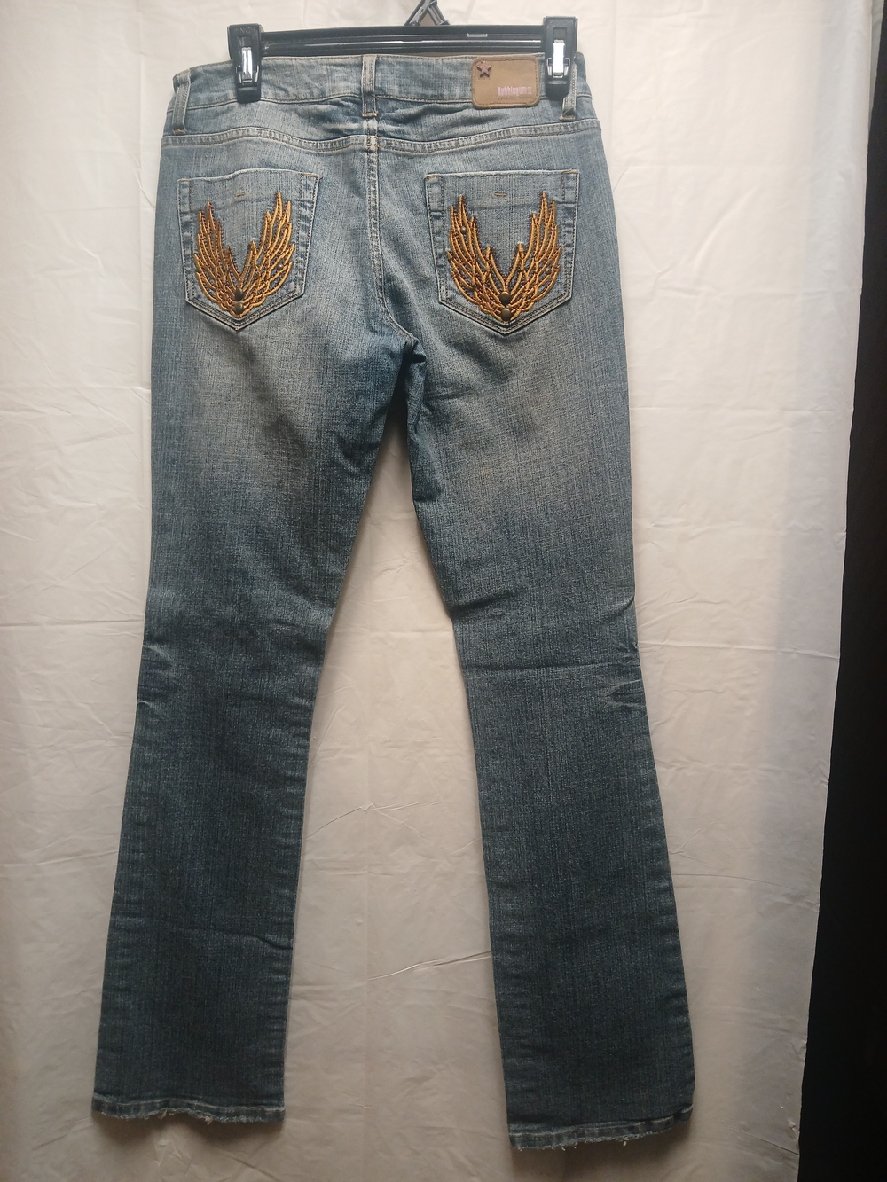 Bubblegum Women’s Medium Blue Bootcut Jeans with Gold Pocket Embroidery
